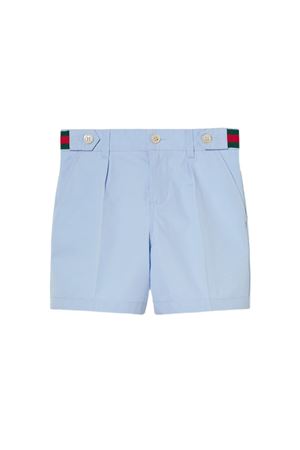 Shorts in cotone pesante celeste GUCCI KIDS | 810878XWA3E4850